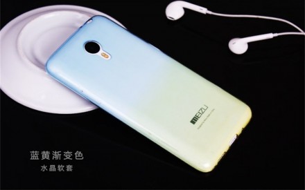 Ультратонкая ТПУ накладка Crystal UA для Meizu M2 Note (сине-желтая)