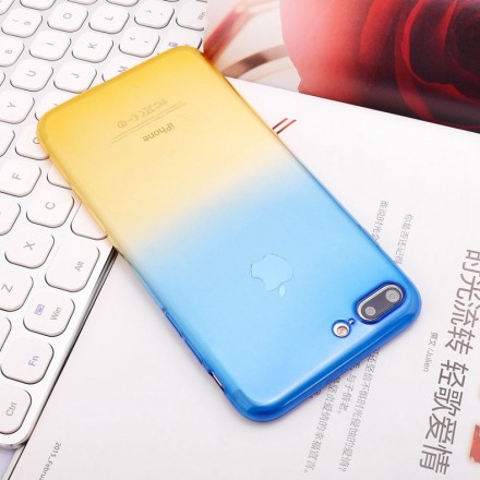 Ультратонкая ТПУ накладка Crystal UA для iPhone 8 Plus (сине-желтая)