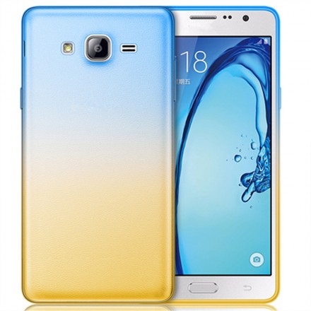 Ультратонкая ТПУ накладка Crystal UA для Samsung J110 Galaxy J1 Duos (сине-желтая)