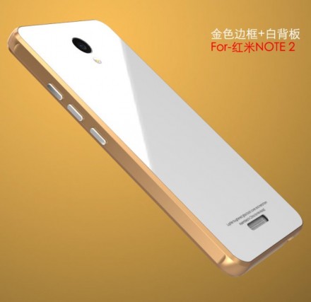 Металлический бампер Luphie with tempered glass back cover для Xiaomi Redmi Note 2