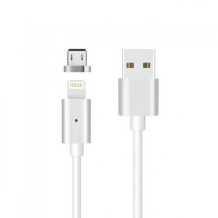 USB - Micro USB - Lightning кабель 2 в 1 Metal Magnetic