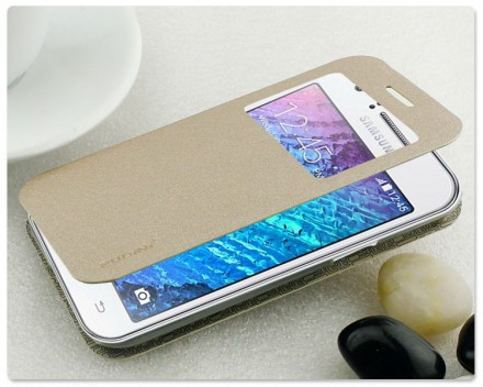 Чехол (книжка) с окошком Pudini Goldsand для Samsung J100H Galaxy J1