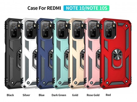 TPU+PC чехол Ring Plaza (с подставкой) для Xiaomi Redmi Note 10