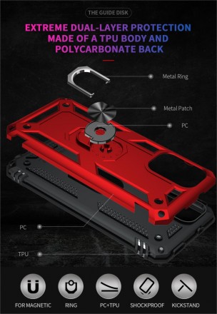 TPU+PC чехол Ring Plaza (с подставкой) для Xiaomi Redmi Note 10