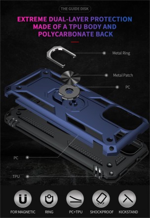 TPU+PC чехол Ring Plaza (с подставкой) для Xiaomi Redmi Note 10