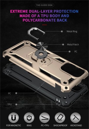 TPU+PC чехол Ring Plaza (с подставкой) для Xiaomi Redmi Note 10