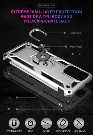 TPU+PC чехол Ring Plaza (с подставкой) для Xiaomi Redmi Note 10