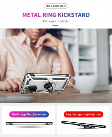 TPU+PC чехол Ring Plaza (с подставкой) для Xiaomi Redmi Note 10