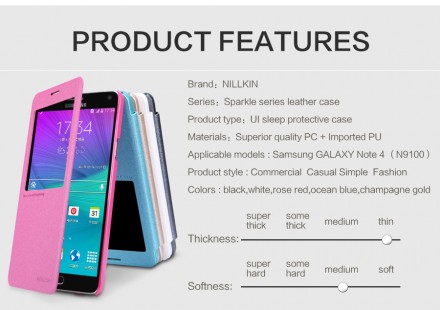 Чехол (книжка) Nillkin Sparkle для Samsung N910H Galaxy Note 4