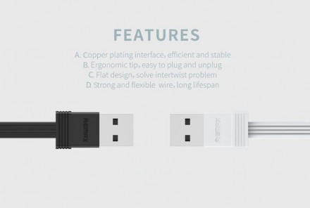 USB - Lightning кабель Remax Tengy 2 в 1 (RC-062i) 1м + 16см