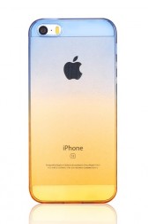 Ультратонкая ТПУ накладка Crystal UA для iPhone 5 / 5S / SE (сине-желтая)
