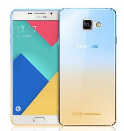 Ультратонкая ТПУ накладка Crystal UA для Samsung A710F Galaxy A7 (сине-желтая)