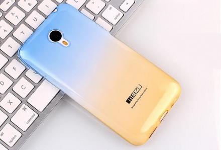 Ультратонкая ТПУ накладка Crystal UA для Meizu MX5 (сине-желтая)