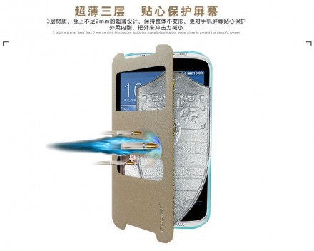 Чехол (книжка) с окошком Pudini Goldsand для Xiaomi Redmi Note 2