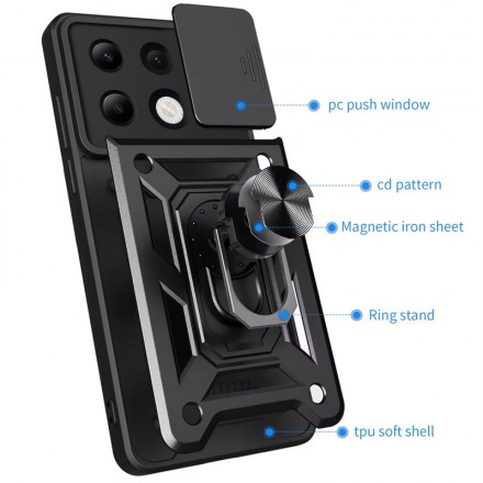 TPU+PC чехол Gate Ring Plaza (с защитой камеры) для Xiaomi Redmi Note 13 Pro 4G