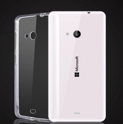 Ультратонкая ТПУ накладка Crystal для Microsoft Lumia 540 (прозрачная)