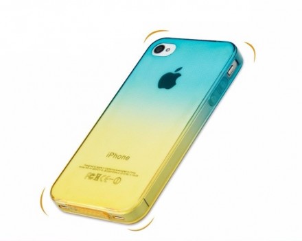 Ультратонкая ТПУ накладка Crystal UA для iPhone 4 / 4S (сине-желтая)