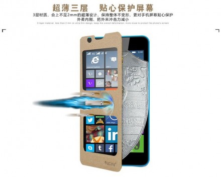 Чехол (книжка) с окошком Pudini Goldsand для Microsoft Lumia 640