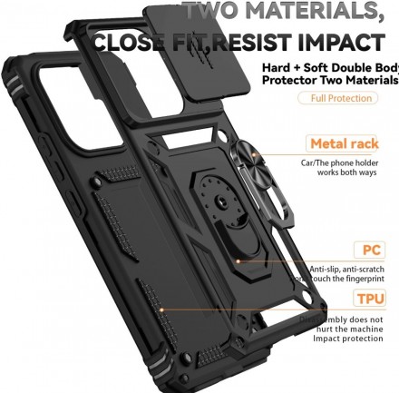 TPU+PC чехол Gate Ring Plaza (с защитой камеры) для Xiaomi Redmi Note 14 4G