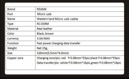 USB - MicroUSB кабель Remax Western (RC-034m)